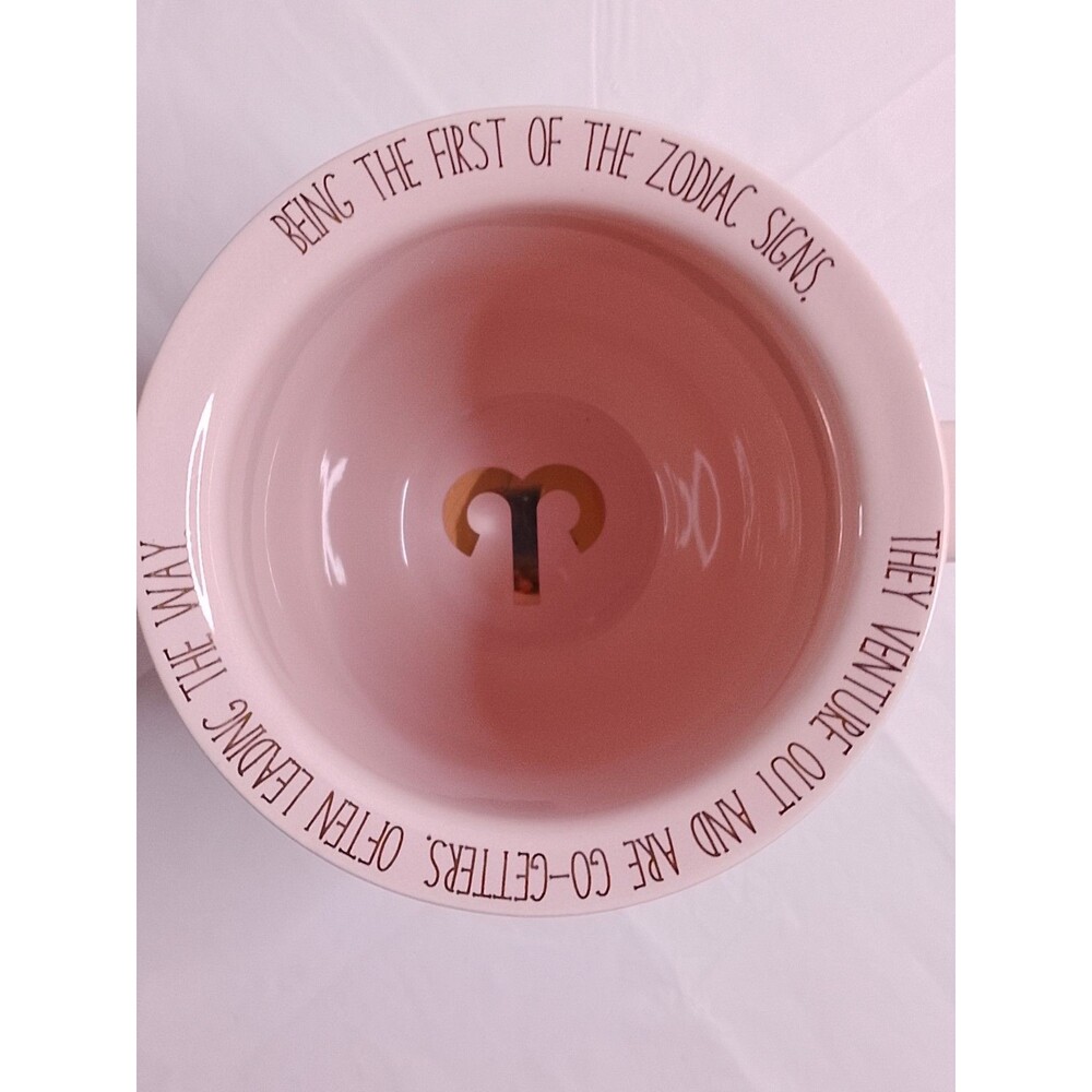 10 Strawberry Street Aries Pink Ceramic Coffee Mug Gold Constellation Zodiac - Picture 3 of 6